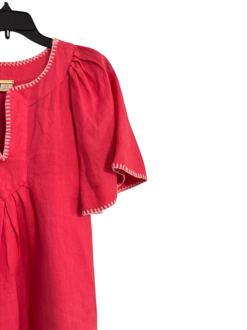 Magaschoni Poppy Stitch Finley Flutter Sleeve linen Dress size M - Picture 7 of 15
